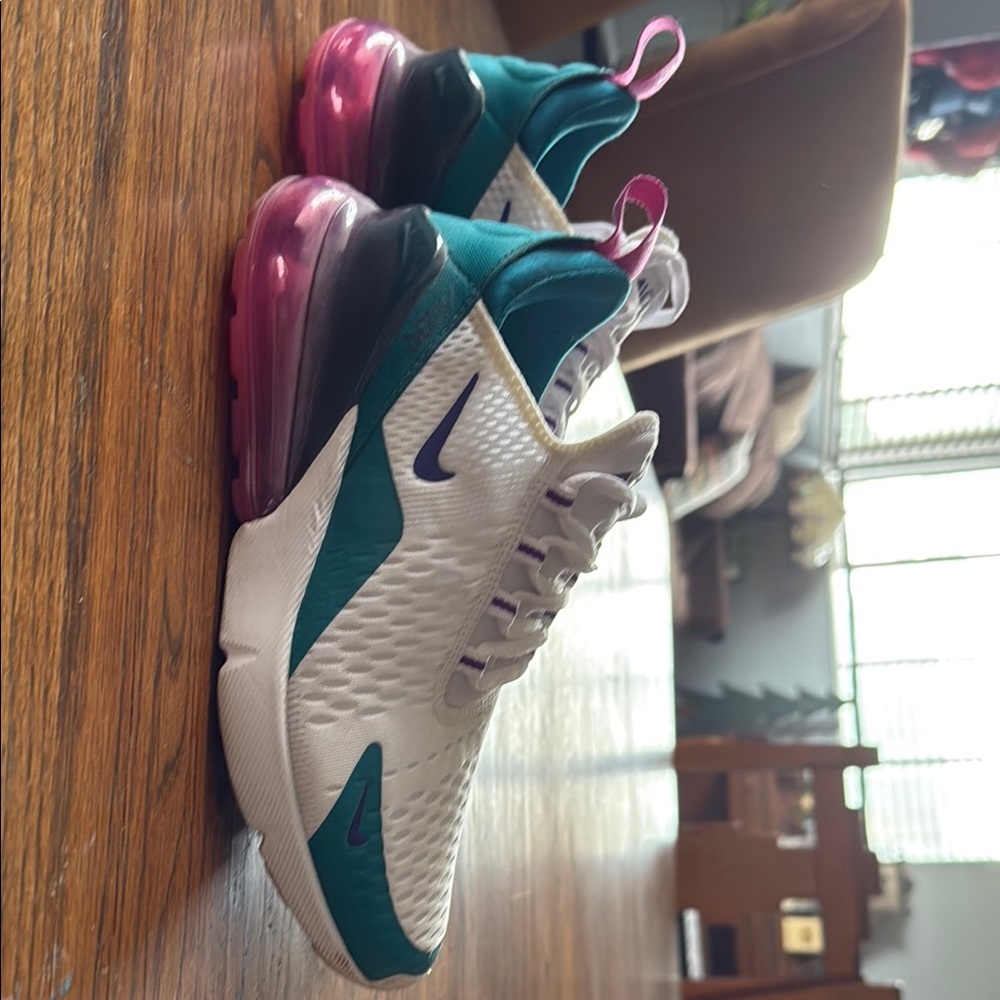 Nike Air Max 270 White and Teal with Pink Accents